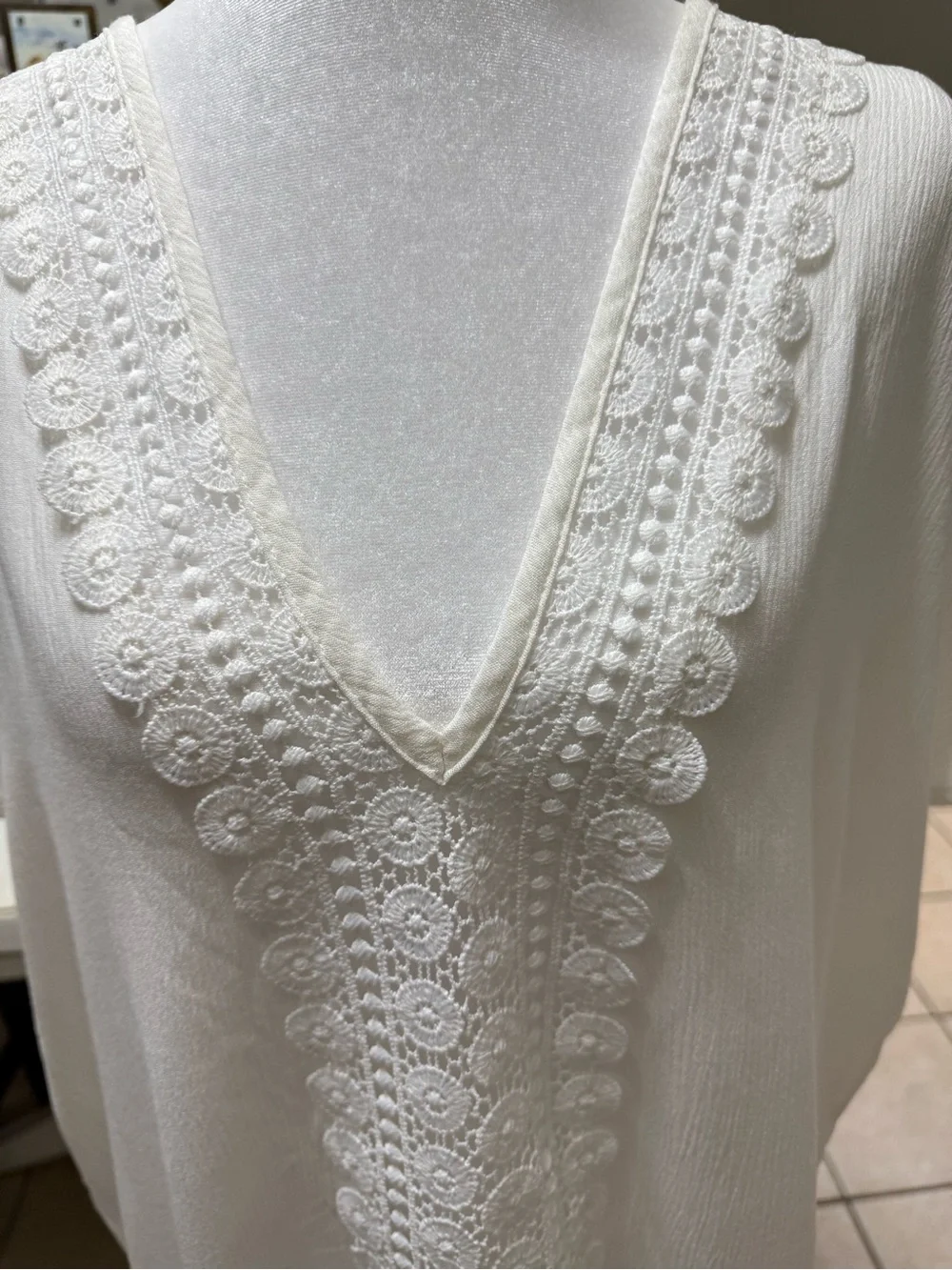 Kona Sol White Boho Swim Cover-Up – Size Small